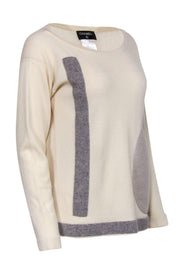 Current Boutique-Chanel - Cream & Gray Patchwork Cashmere Sweater w/ Pocket Sz 2