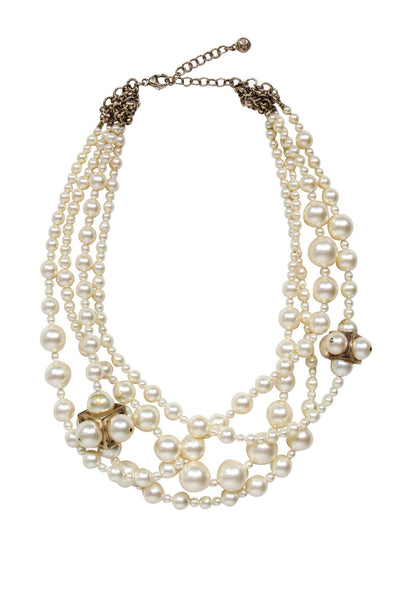 Current Boutique-Chanel - Faux Pearl Bubble & Square Design Layered Necklace
