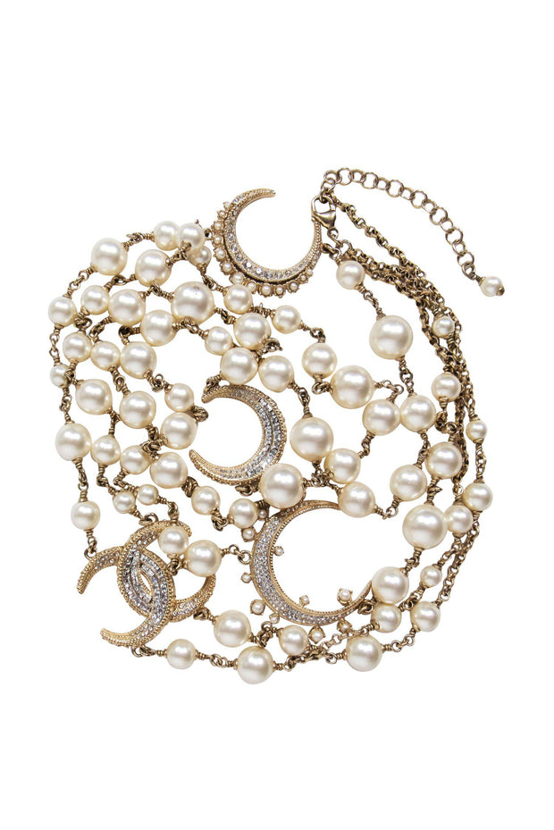 Chanel Pearl Silver CC Bubble Necklace Artisan