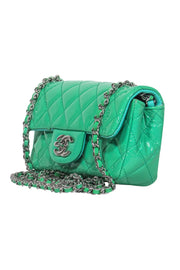 Current Boutique-Chanel - Green Patent Leather Quilted Mini Crossbody