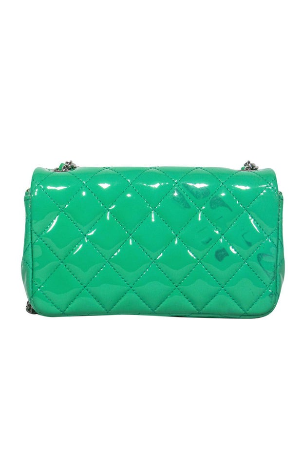 Current Boutique-Chanel - Green Patent Leather Quilted Mini Crossbody