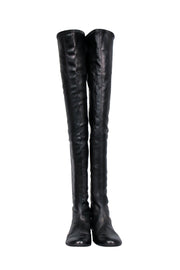 Current Boutique-Chanel - Gunmetal Shiny Over-the-Knee "Fantasy Stretch Leather" Boots Sz 7