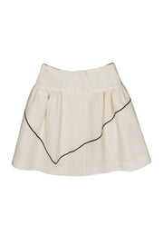 Current Boutique-Chanel - Ivory Textured A-Line Skirt w/ Black Piping Sz 4