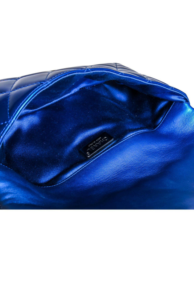 Chanel Electric Blue Patent Leather Quilted Runway Clutch