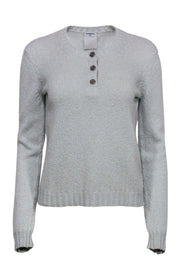 Current Boutique-Chanel - Mint Green Quarter Button-Up Sweater w/ Flower Buttons Sz 10