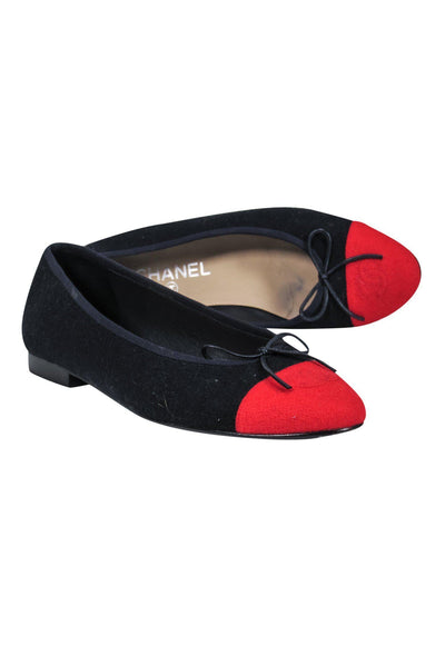 Chanel - Navy & Red Two Toned Flats Sz 7.5 – Current Boutique