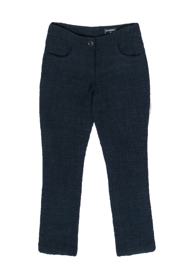 Current Boutique-Chanel – Navy Straight Leg Tweed Pants Sz 34