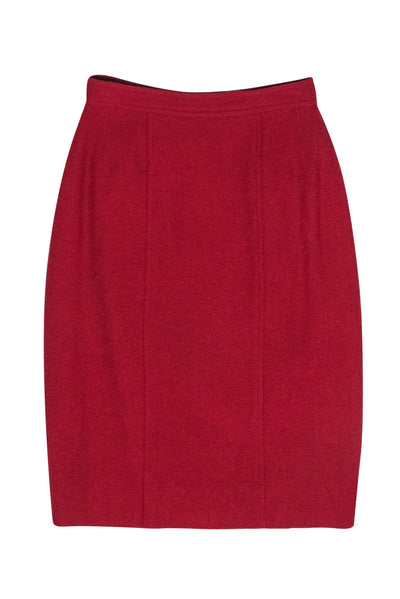 Current Boutique-Chanel - Vintage Red Wool Pencil Skirt Sz 4