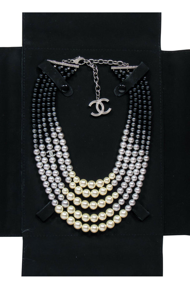 Bonhams  Chanel a Multistrand Simulated Pearl CC Necklace 2014 includes  velvet pouch and box