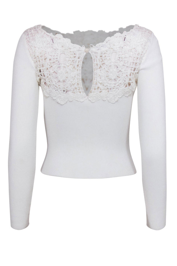 Chanel - White Ribbed Crochet-Front Cropped Top Sz XS – Current Boutique