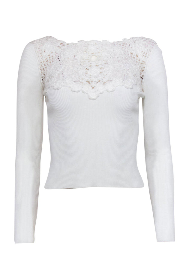 Chanel - White Ribbed Crochet-Front Cropped Top Sz XS – Current