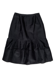 Current Boutique-Charles Chang-Lima - Black Silk & Wool Skirt w/ Inverted Pleats Sz 8