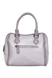 Current Boutique-Charles Jourdan - White & Gray Checkered Leather Mini Convertible Carryall