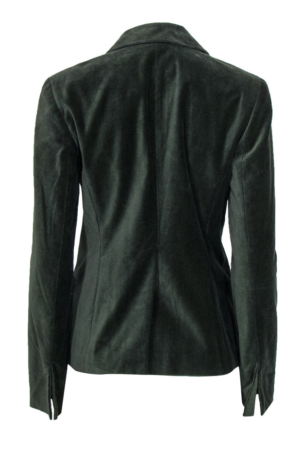 Current Boutique-Charles Nolan - Olive Green Velvet Cotton Two Button Blazer Sz 8