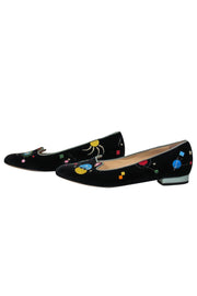 Current Boutique-Charlotte Olympia - Black & Multicolor Geometric Embroidered Velvet Cat Loafers Sz 9