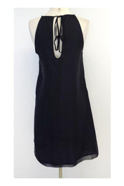 Current Boutique-Chelsea Flower - Black Silk Spaghetti Strap Dress Sz S