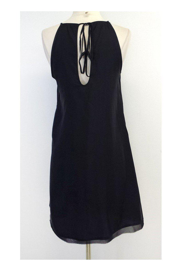 Current Boutique-Chelsea Flower - Black Silk Spaghetti Strap Dress Sz S