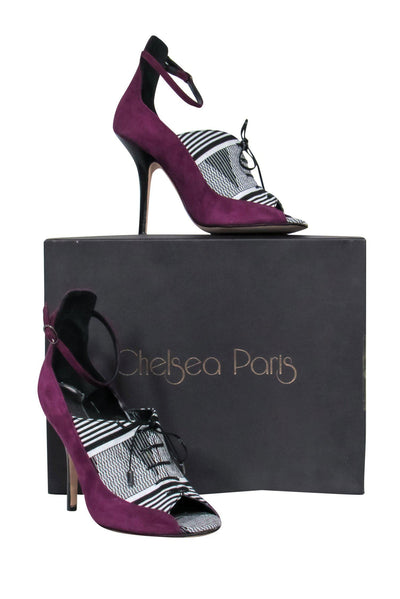 Current Boutique-Chelsea Paris - Purple & Tribal Print Delphine Heels Sz 6.5