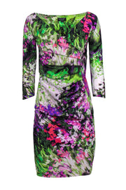Current Boutique-Chiara Boni - Painted Floral Print Pleated Sheath Dress Sz 8