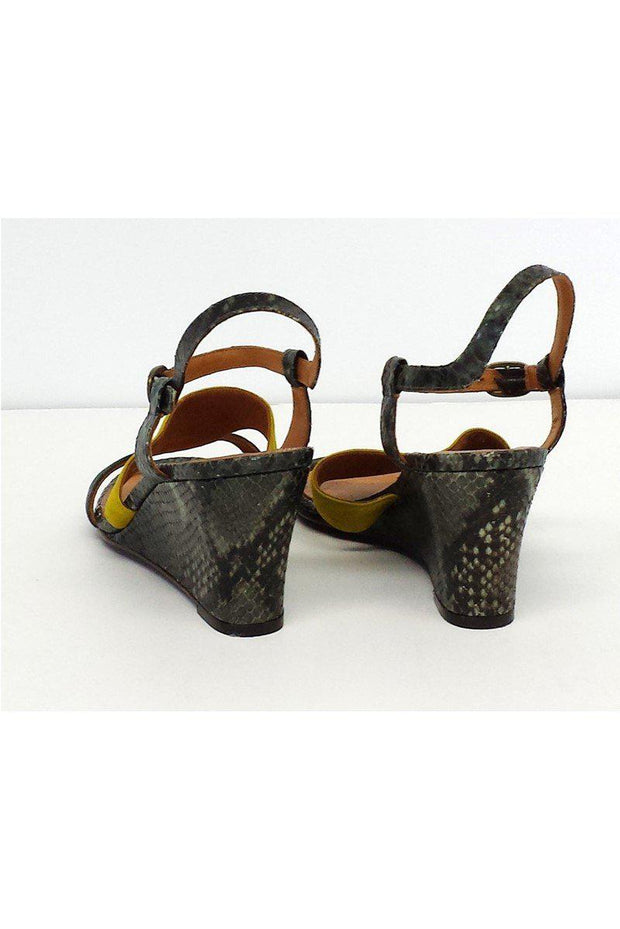 Current Boutique-Chie Mihara - Finde Suede & Leather Colorblock Wedge Sandals Sz 9