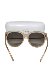 Current Boutique-Chloe - Beige Studded Cat Eye Sunglasses