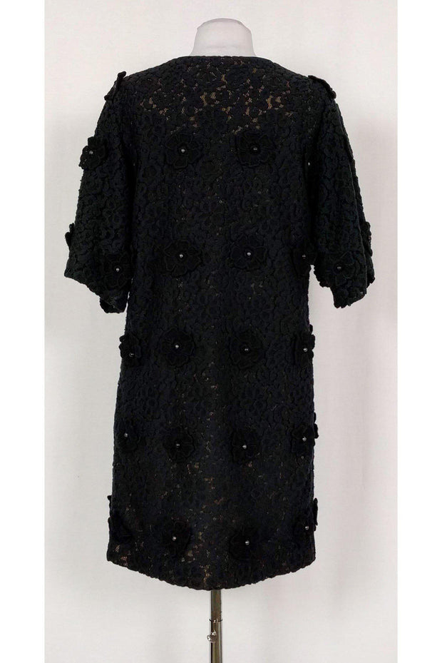 Current Boutique-Chloe - Black Lace Dress w/ Floral Appliques Sz 2