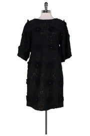 Current Boutique-Chloe - Black Lace Dress w/ Floral Appliques Sz 2