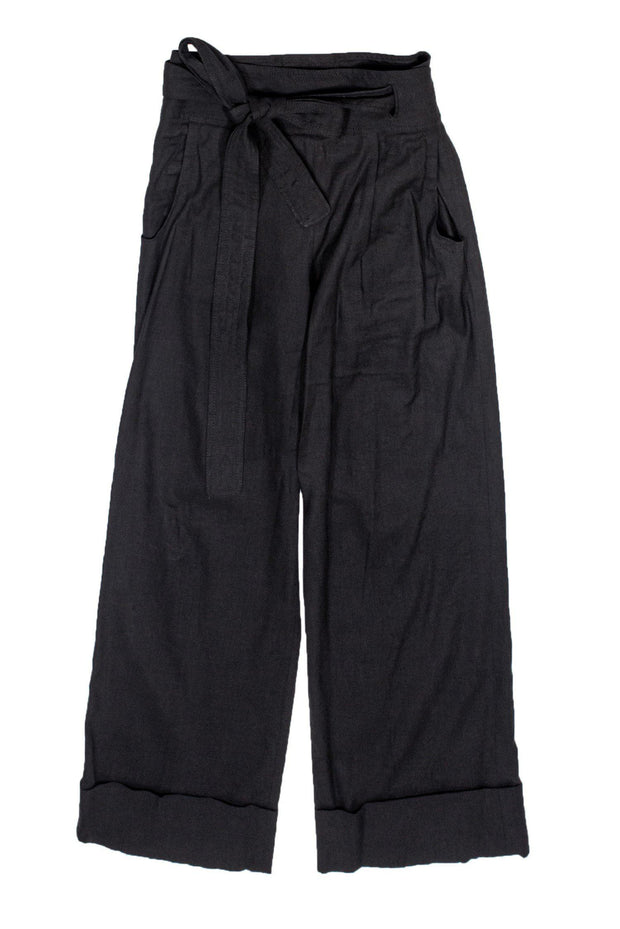 Current Boutique-Chloe - Black Linen Blend Wide Leg Pants Sz 4