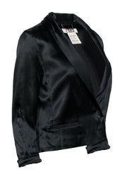 Current Boutique-Chloe - Black Satin Double Breasted Open Front Blazer Sz 0