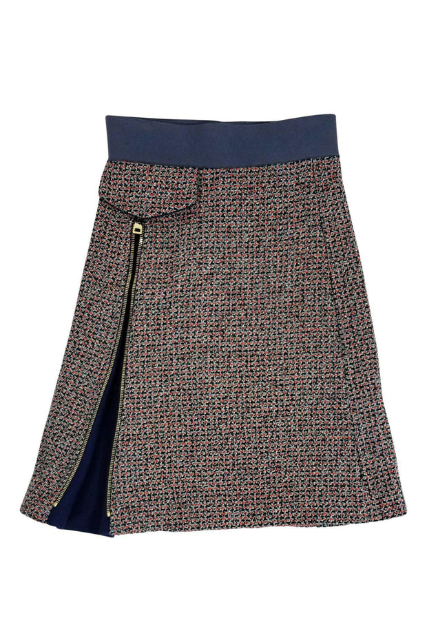 Current Boutique-Chloe - Blue, White & Orange Tweed Skirt Sz 2