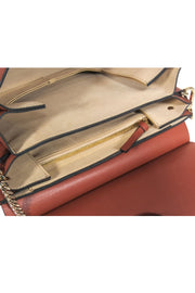Current Boutique-Chloe - Brown Leather & Suede Fold-Over "Faye" Shoulder Bag w/ Ring Hardware