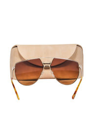 Current Boutique-Chloe - Gold Shield-Style Sunglasses w/ Cutouts