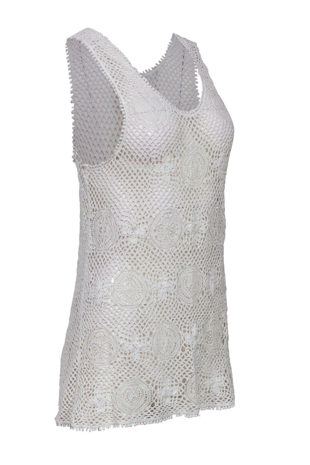 Current Boutique-Chloe - White Crochet & Lace Tank Sz M