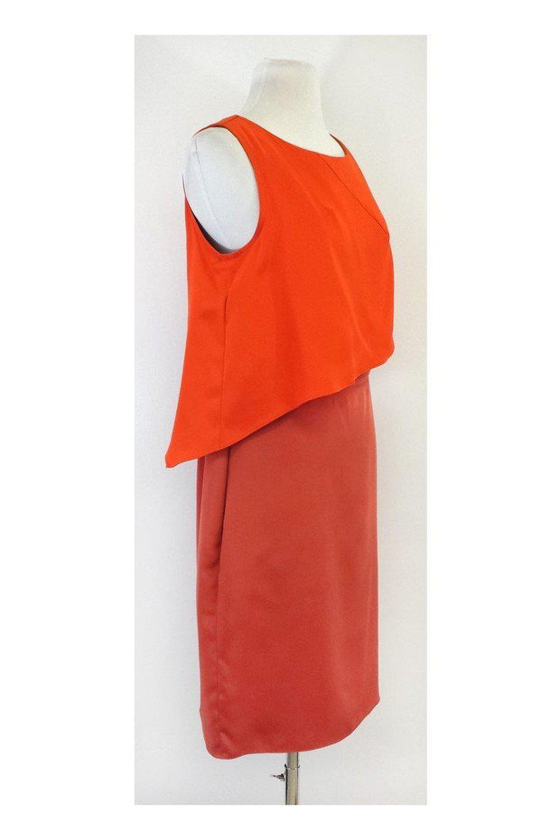 Current Boutique-Chris Benz - Orange Silk Layered Sleeveless Dress Sz 8