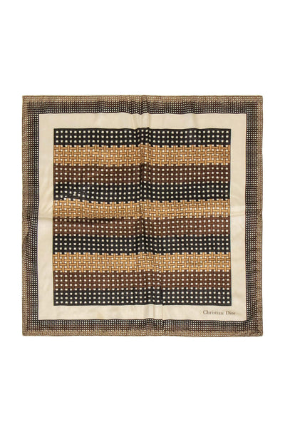 Current Boutique-Christian Dior - Beige & Brown Woven Print Scarf