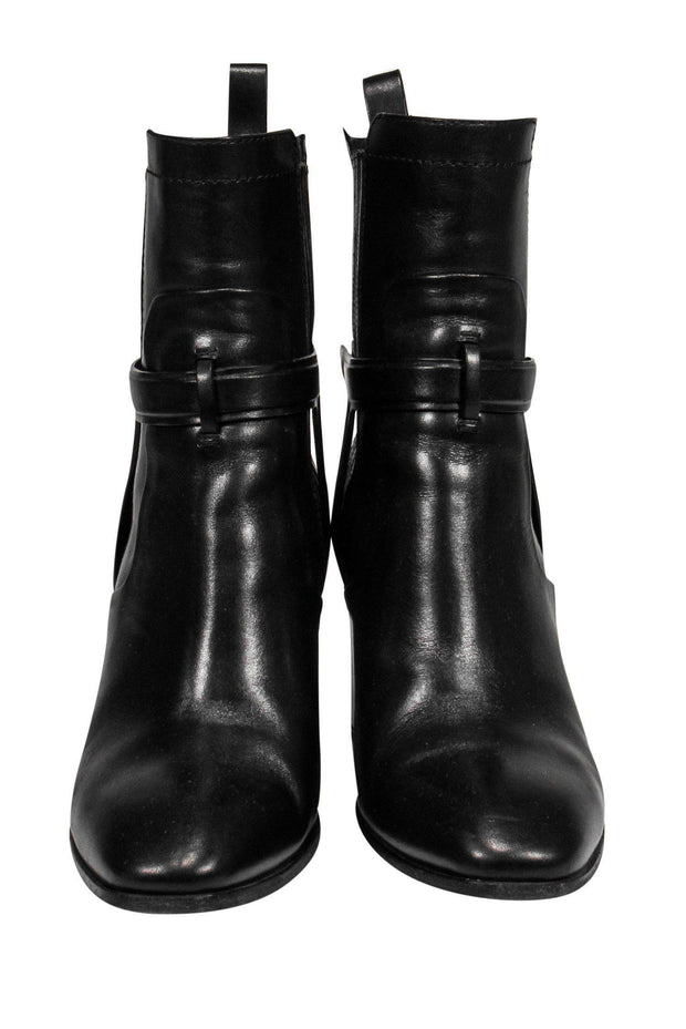 Current Boutique-Christian Dior - Black Block Heel Moto-Style Booties Sz 9.5