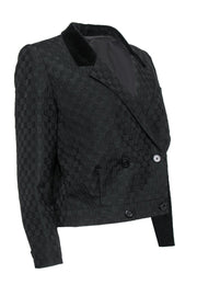 Current Boutique-Christian Dior - Black Cropped Blazer w/ Velvet Collar Sz M