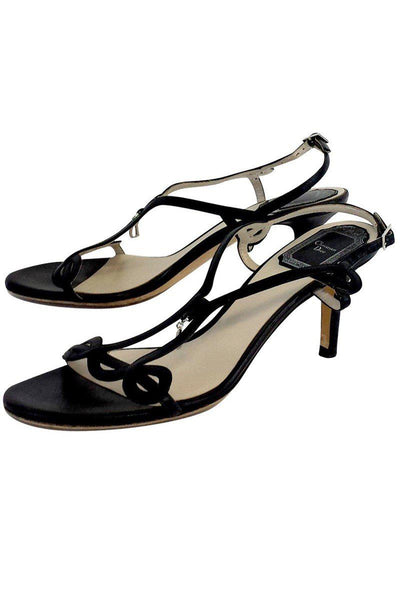 Current Boutique-Christian Dior - Black Leather Double Strap Heels Sz 7
