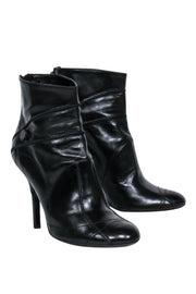 Current Boutique-Christian Dior - Black Leather Heeled Ankle Booties w/ Stitching Details Sz 6.5