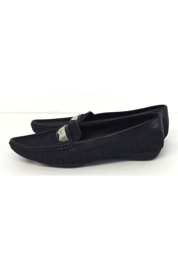 Current Boutique-Christian Dior - Black Monogram Pointed Toe Loafers Sz 7