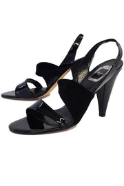 Current Boutique-Christian Dior - Black Patent Leather & Suede Sandal Heels Sz 11