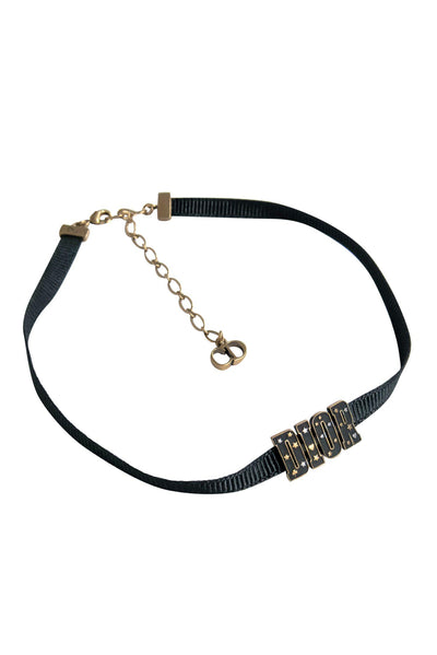 Current Boutique-Christian Dior - Black Ribbon "Dior" Choker w/ Stars & Hearts