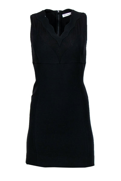 Current Boutique-Christian Dior - Black Scalloped Neckline Sheath Dress Sz 6