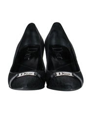Current Boutique-Christian Dior - Black Signature Logo Canvas Pumps w/ Silver Dior Plate Sz 9