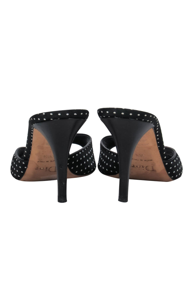 Current Boutique-Christian Dior - Black & White Polka Dot Peep Toe Kitten Heels w/ Charms Sz 8.5