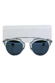 Current Boutique-Christian Dior - Blue & Silver Aviator "DiorSoReal" Sunglasses