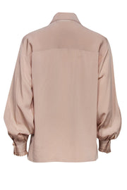 Current Boutique-Christian Dior - Champagne Pleated Button-Up Blouse Sz 10