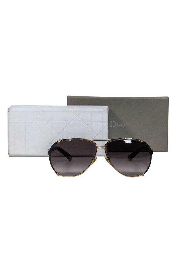 Vie lugt motor Christian Dior - Gold Aviator "Chicago 2" Sunglasses – Current Boutique
