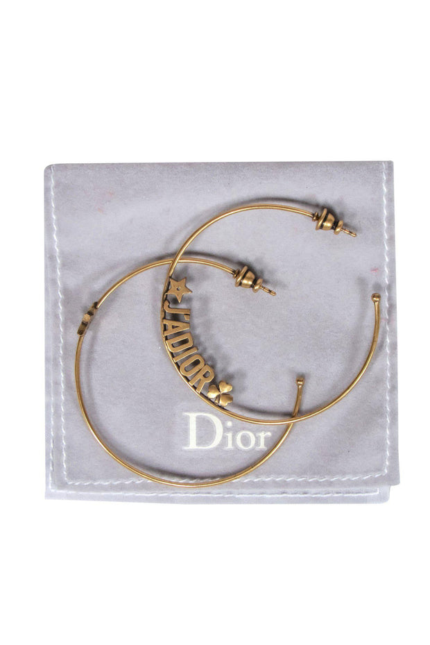 Current Boutique-Christian Dior - Gold Open Hoop "J'ADIOR" Earrings