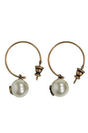 Current Boutique-Christian Dior - Gold & Resin Pearl Open Hoop Earrings